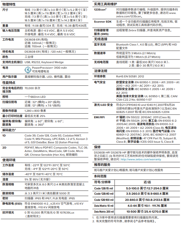 斑马DS3608-ER/DS3678-ER远距离条码扫描器